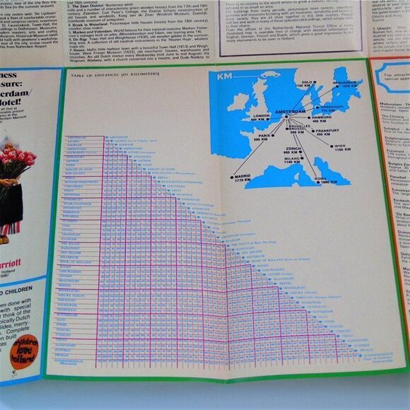 Holland Tourist Road Map Vintage 1975 Fold Out Highway Map Netherlands Travel - Picture 7 of 9